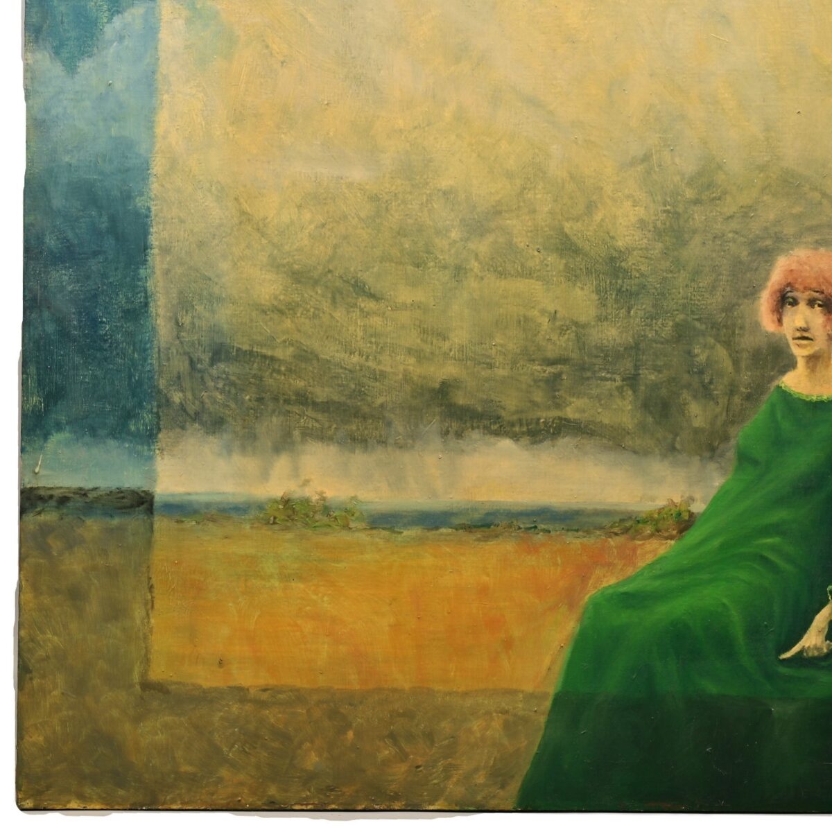 FREDERICK SPRAGUE Original Vintage Signed Lady Portrait Landscape Oil Painting