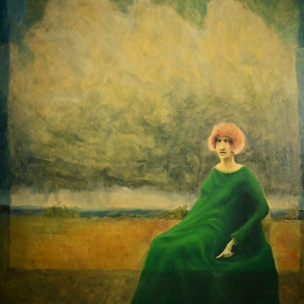 FREDERICK SPRAGUE Original Vintage Signed Lady Portrait Landscape Oil Painting