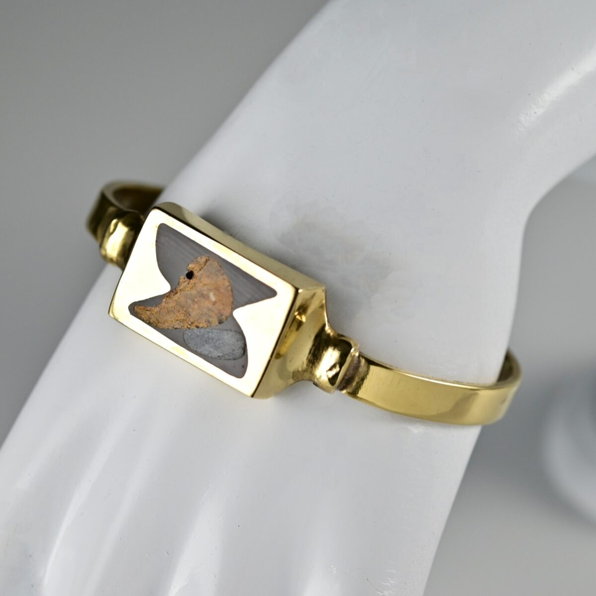 Vintage Original Designer MCM Solid Brass Gemstone Inlaid Enamel Estate Bracelet