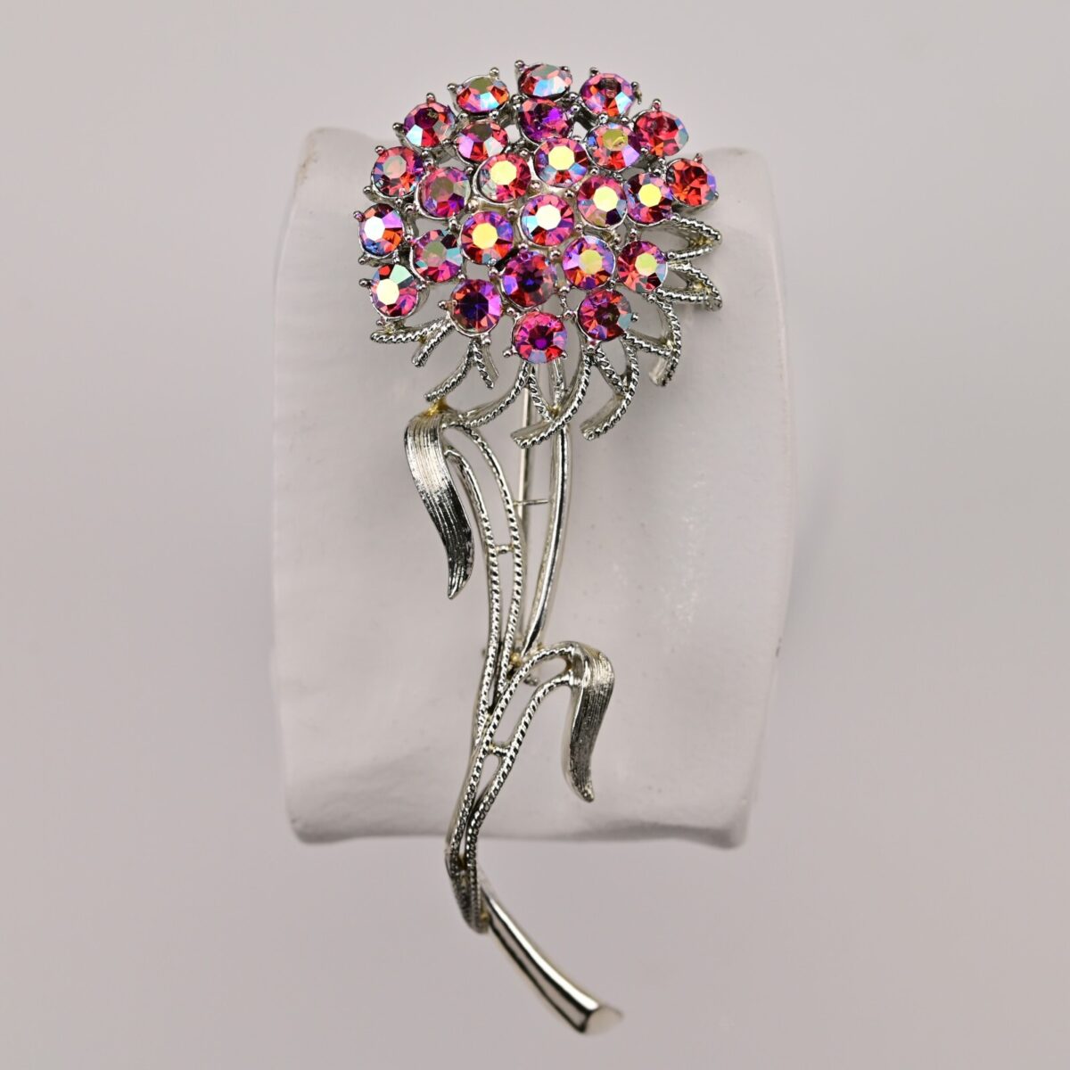 CORO Original Vintage Signed Aurora Borealis Rhinestone Estate Flower Brooch Pin