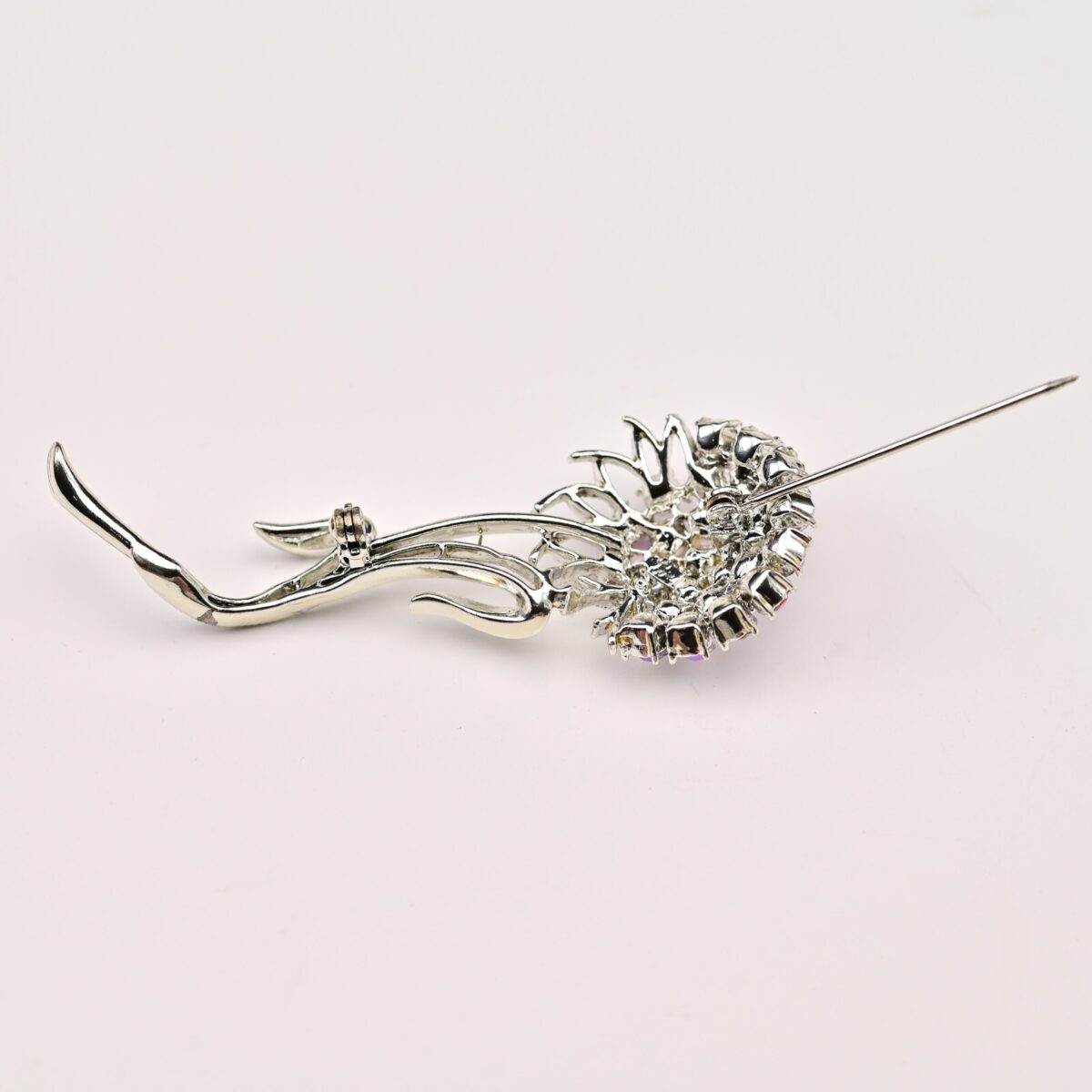 CORO Original Vintage Signed Aurora Borealis Rhinestone Estate Flower Brooch Pin