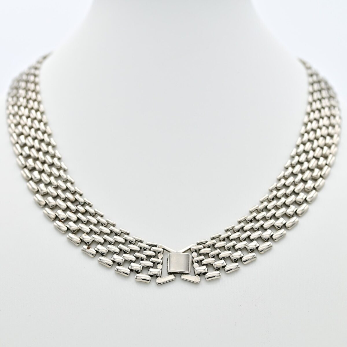 Original Vintage Designer Mid Century Modern 7 Row 18" Estate Panther Necklace