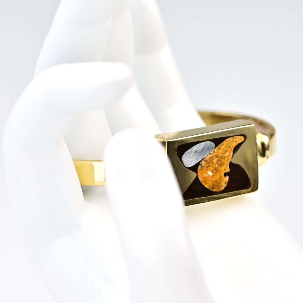 Vintage Original Designer MCM Solid Brass Gemstone Inlaid Enamel Estate Bracelet