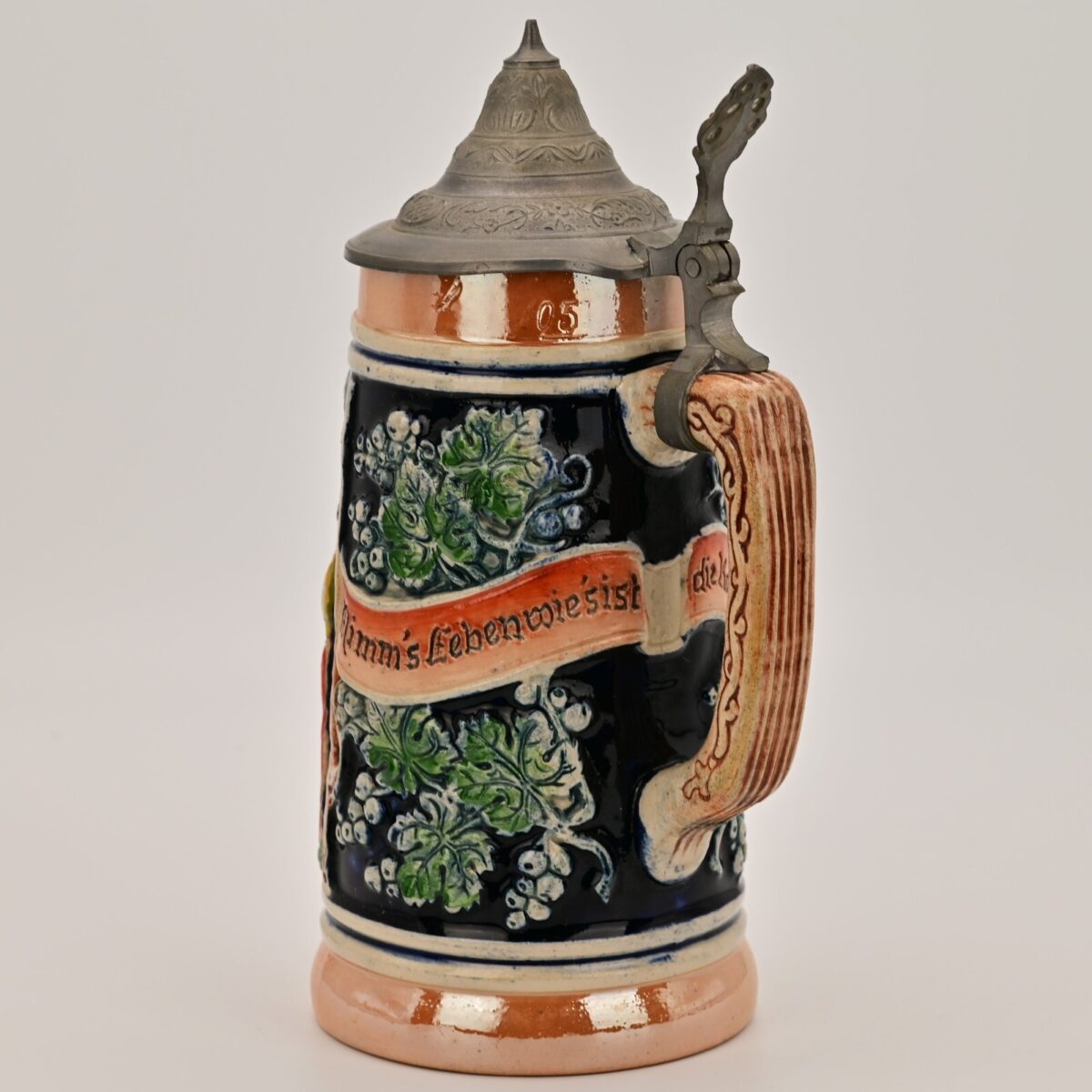 NIMM Original Vintage Signed West Germany Ceramic Hand Painted Glazed Beer Stein