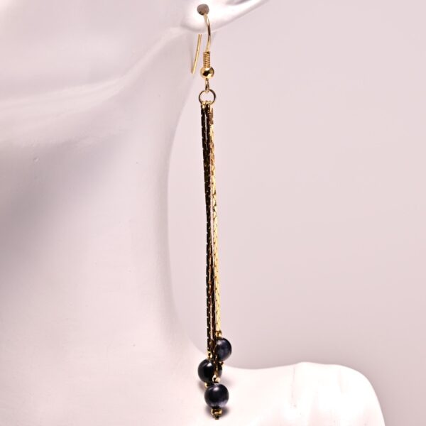 Original Vintage Designer Gold Black Pearl Onyx Spinel Gemstone Estate Earrings